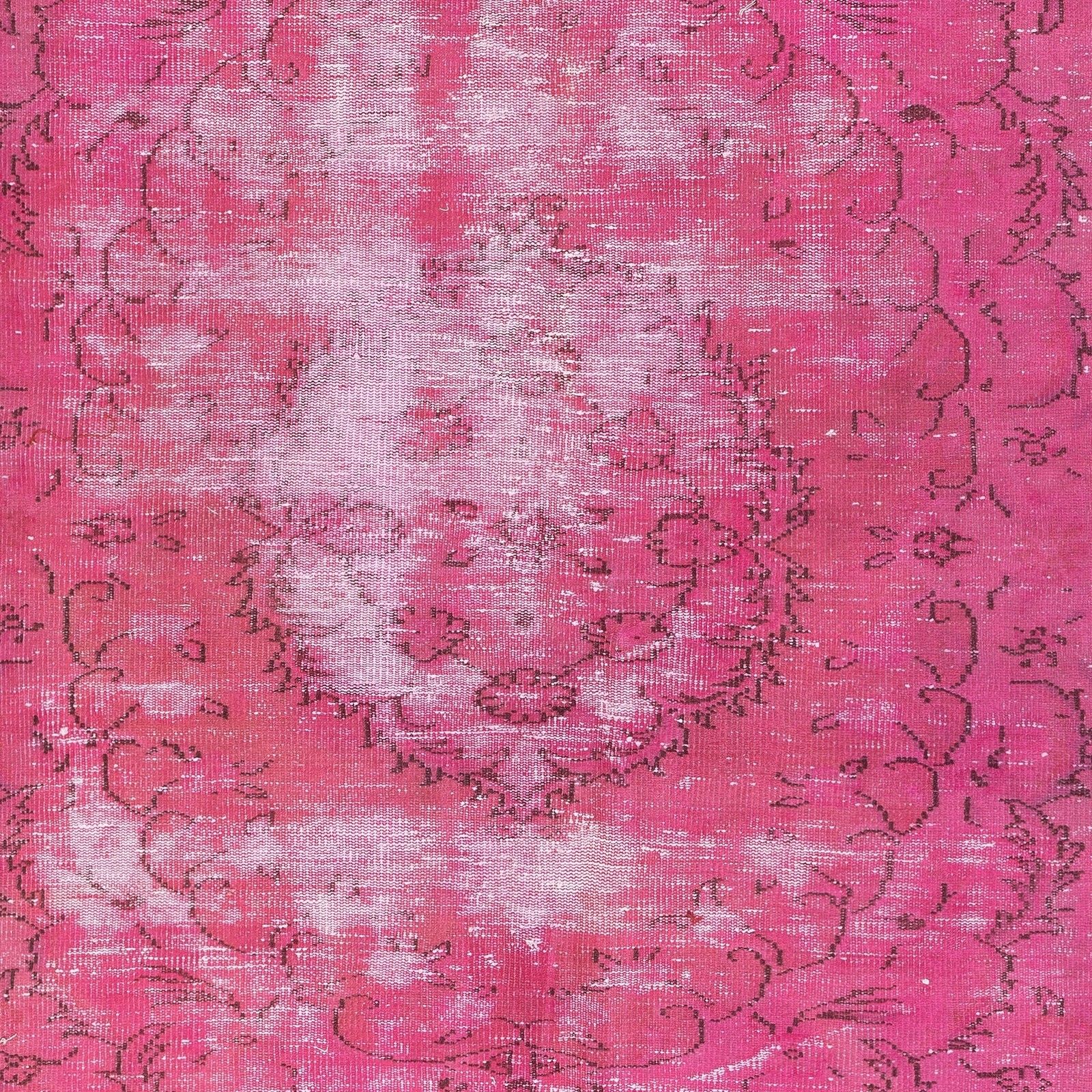 4.7x7.7 Ft Distressed Pink Vintage Rug For Modern Interiors. Handmade In Turkey photo Textiles