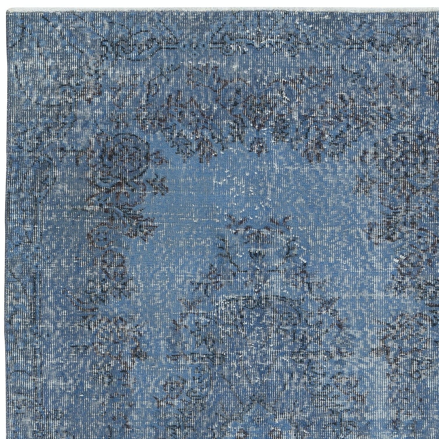 3.8x6.7 Ft Overdyed Blue Rug. Handmade Turkish Vintage Area Rug For Living Room photo 257.0