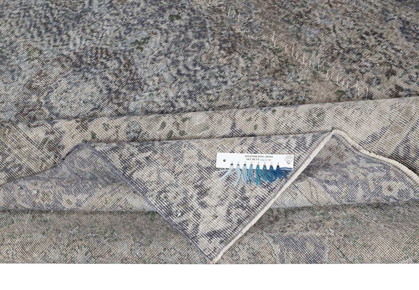 6.5x9.6 Ft Vintage Handmade Turkish Rug Overdyed In Blue For Modern Interiors photo for sale