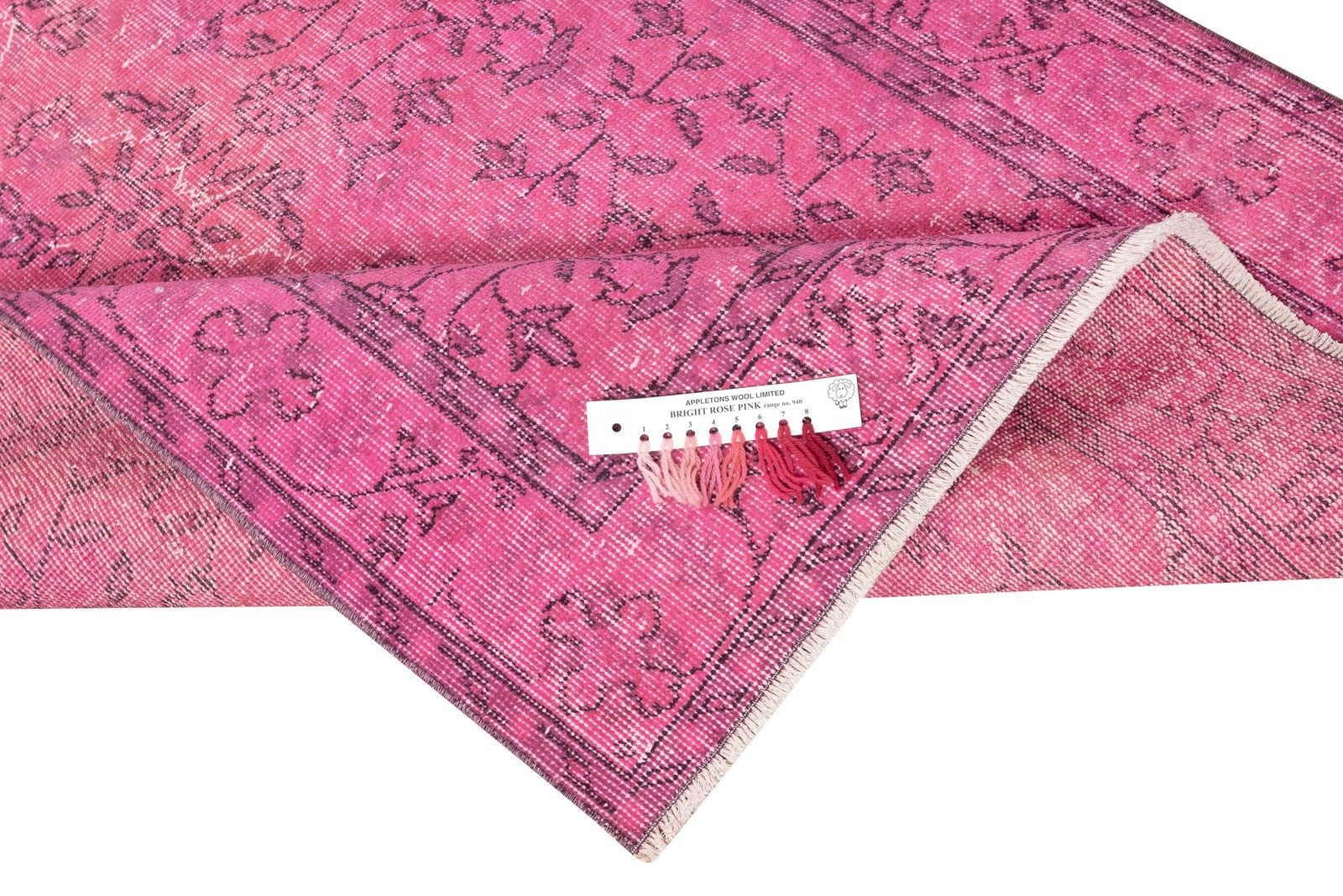 4x7 Ft Overdyed Pink Wool Rug. Handmade Turkish Vintage Area Rug For Living Room photo for sale