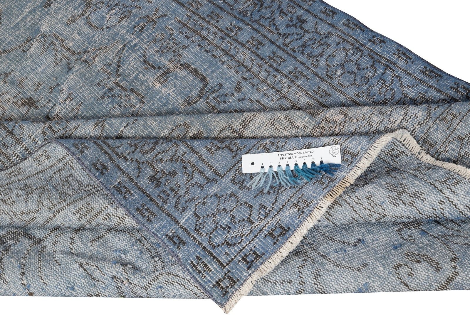 5x8.5 Ft Modern Blue Turkish Rug. Vintage Handmade Wool Area Rug photo for sale