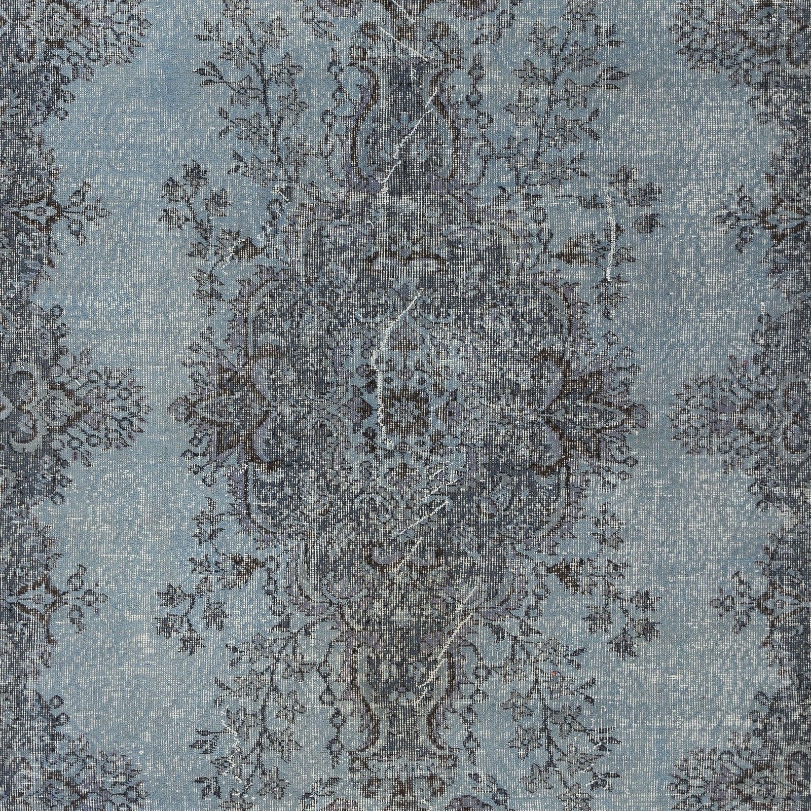 6x10.2 Ft Decorative Vintage Handmade Turkish Wool Area Rug Overdyed In Blue photo Textiles