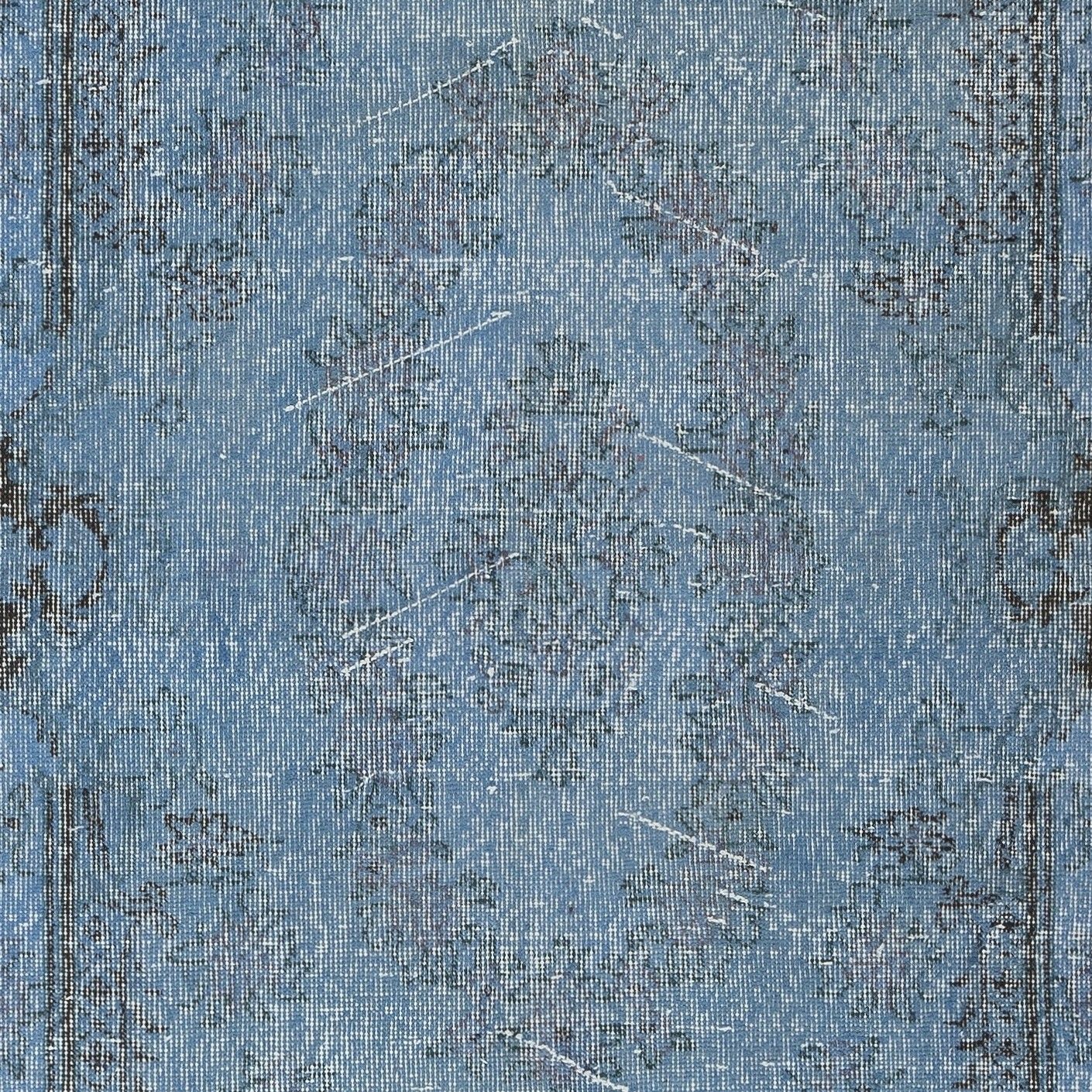 3.7x7.3 Ft Vintage Turkish Rug Overdyed In Blue. Handmade Modern Living Room Rug photo Textiles