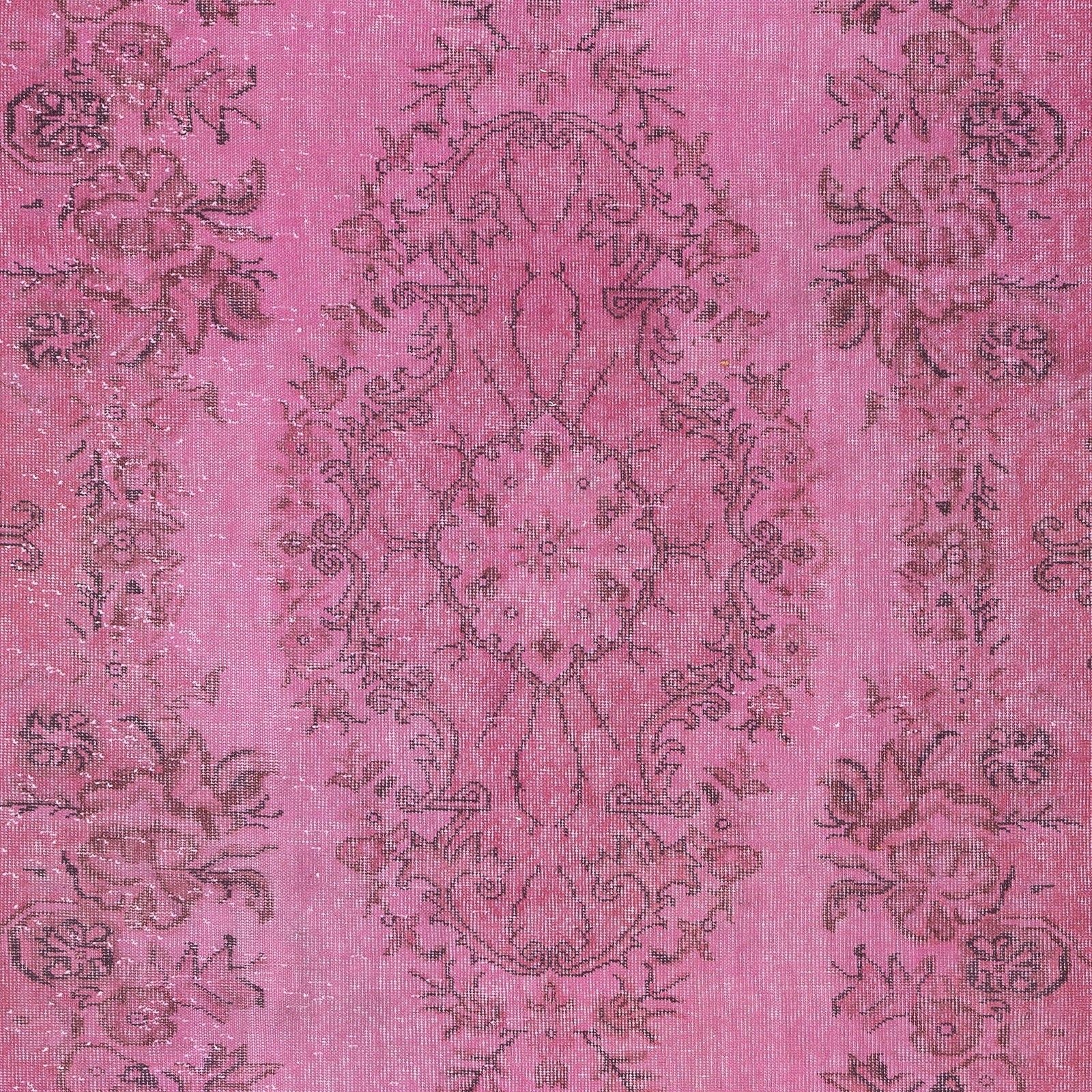 5.7x10 Ft Overdyed Pink Wool Rug. Handmade Turkish Vintage Rug For Living Room photo Textiles