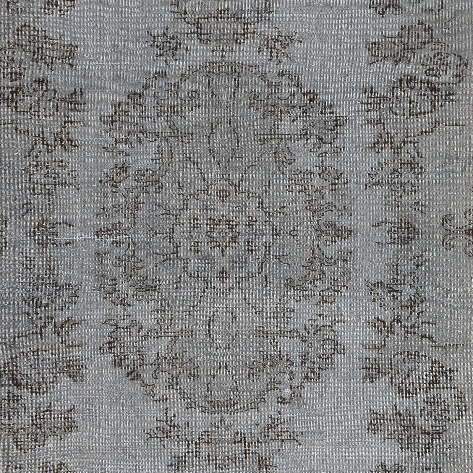 6.5x10.2 Ft Gray Overdyed Vintage Rug For Modern Interior. Handknotted In Turkey photo Textiles