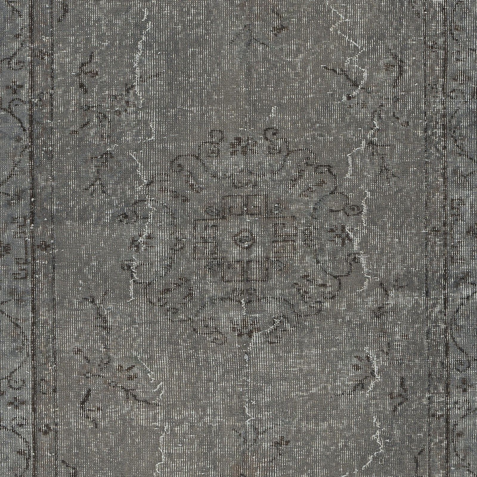3.8x6.8 Ft Gray Overdyed Handmade Rug. Vintage Turkish Area Rug For Living Room photo Textiles