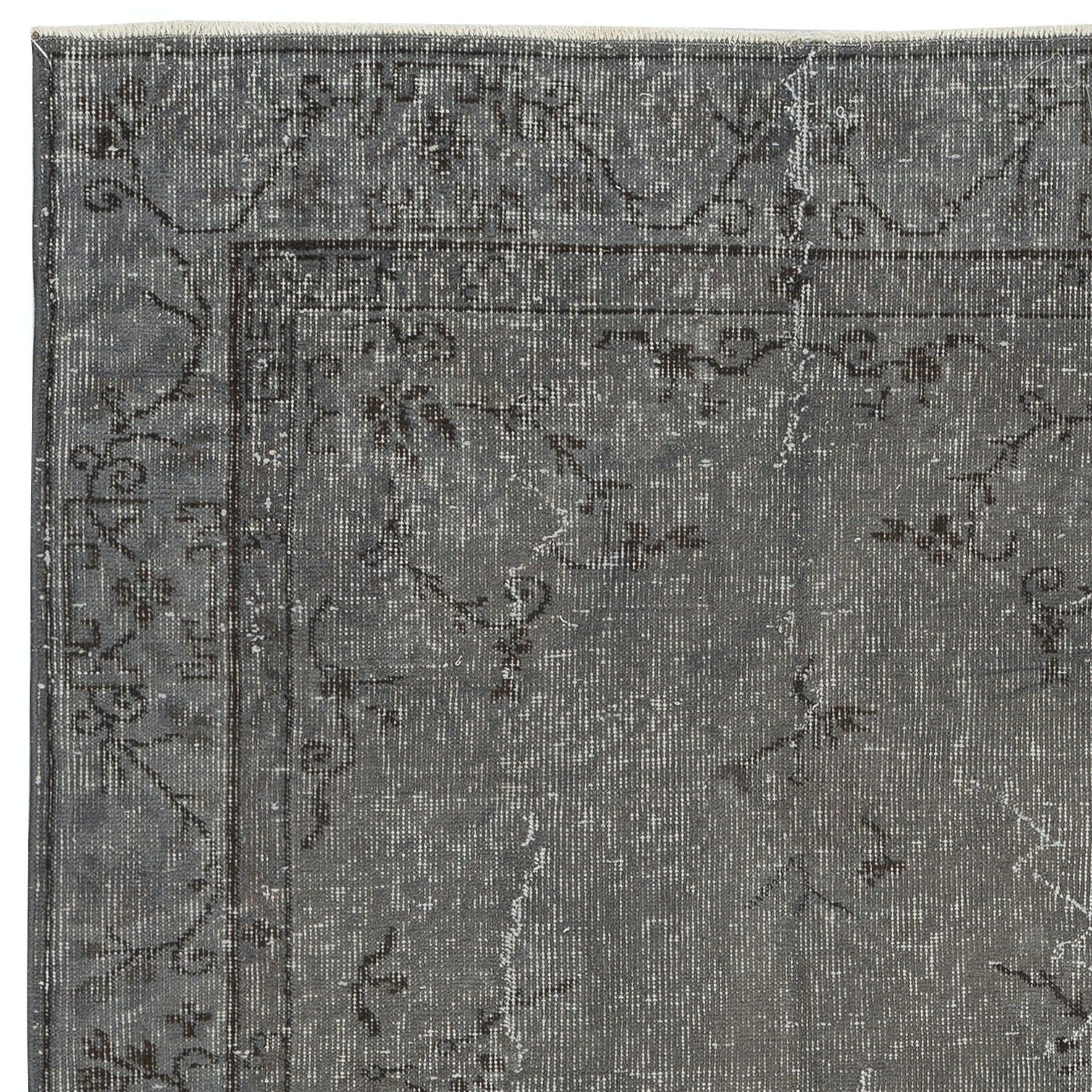 3.8x6.8 Ft Gray Overdyed Handmade Rug. Vintage Turkish Area Rug For Living Room photo 258.0