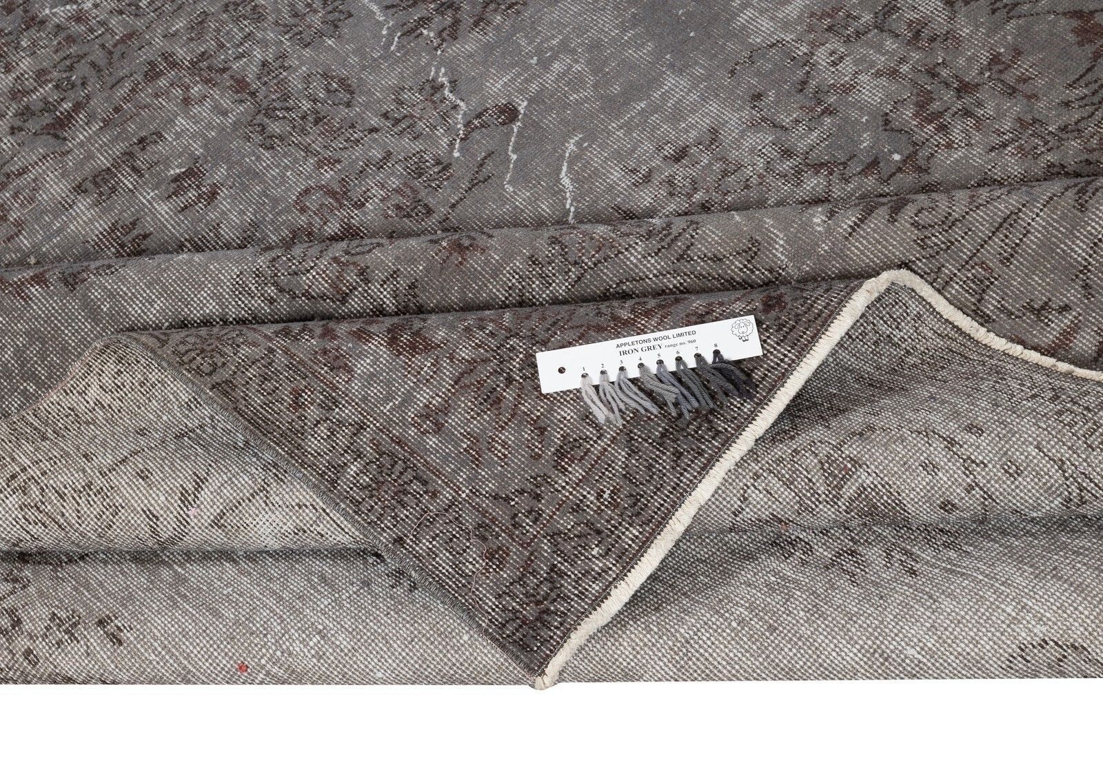 7x10.5 Ft Gray Overdyed Vintage Rug For Modern Interiors. Handknotted In Turkey photo for sale