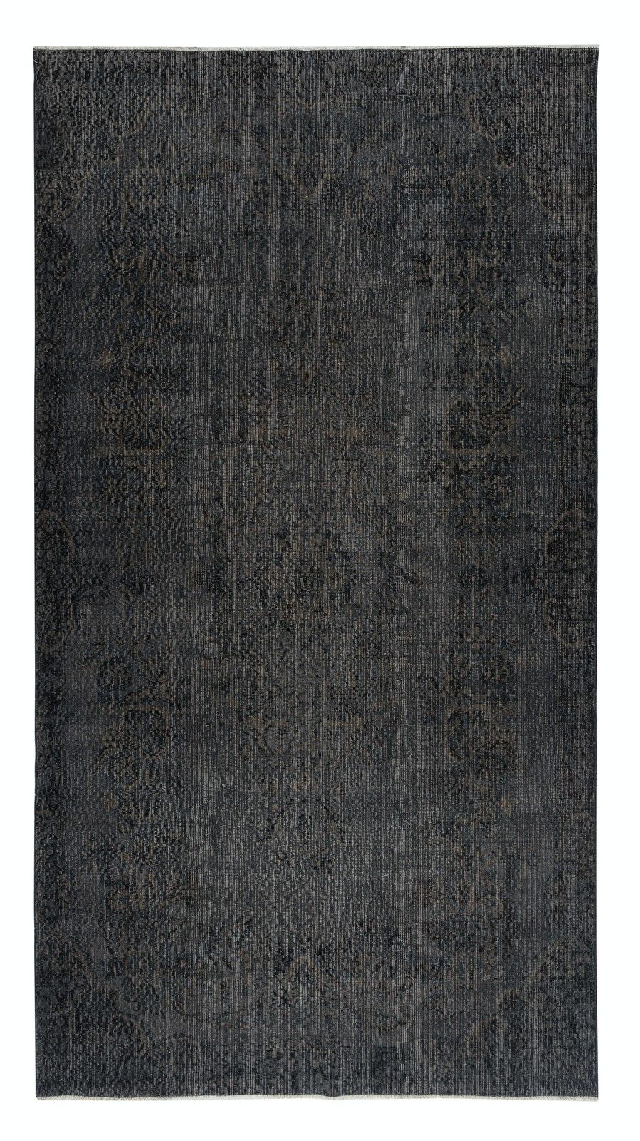 5.6x10.4 Ft Gray Overdyed Vintage Rug For Modern Interior. Handknotted In Turkey