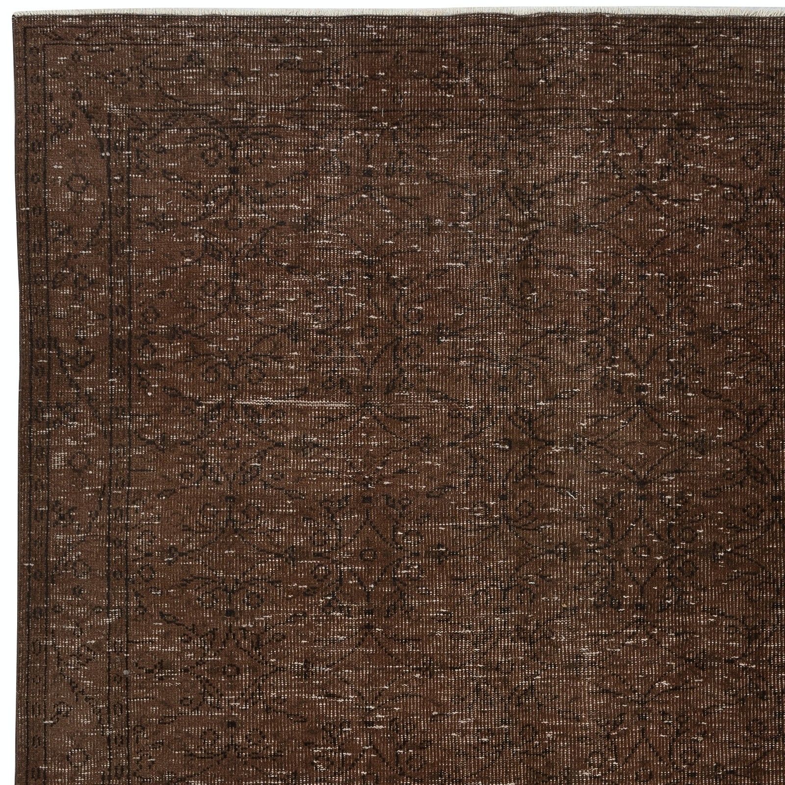 6x10.5 Ft Brown Turkish Rug For Bedroom. Vintage Handmade Rug For Living Room photo 608.0