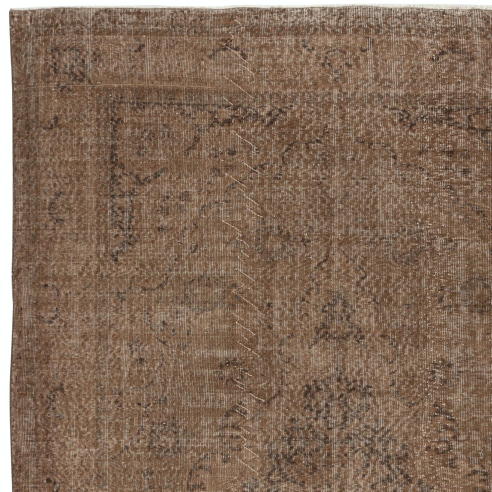 6.6x9.7 Ft Vintage Rug Overdyed In Brown For Modern Interior. Handmade In Turkey photo 673.0