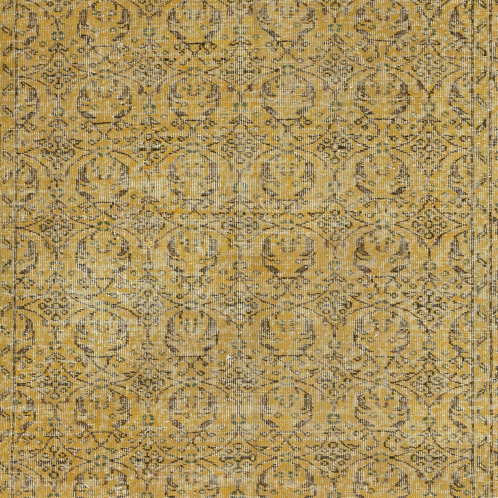 5x9.6 Ft Modern Yellow Turkish Rug. Vintage Handmade Wool Area Rug photo Textiles