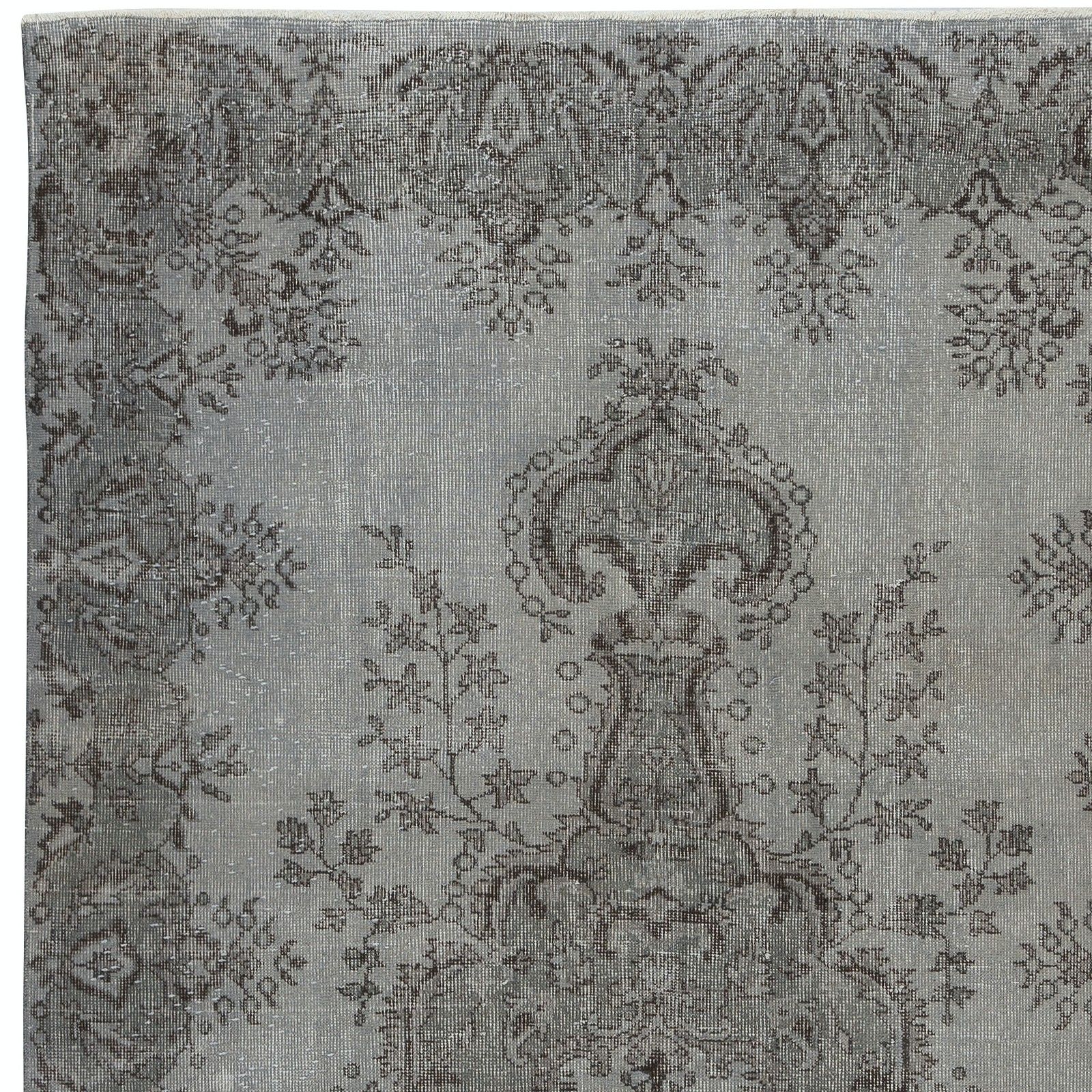 5.6x9.3 Ft Gray Overdyed Vintage Rug For Modern Interiors. Handknotted In Turkey photo 499.0