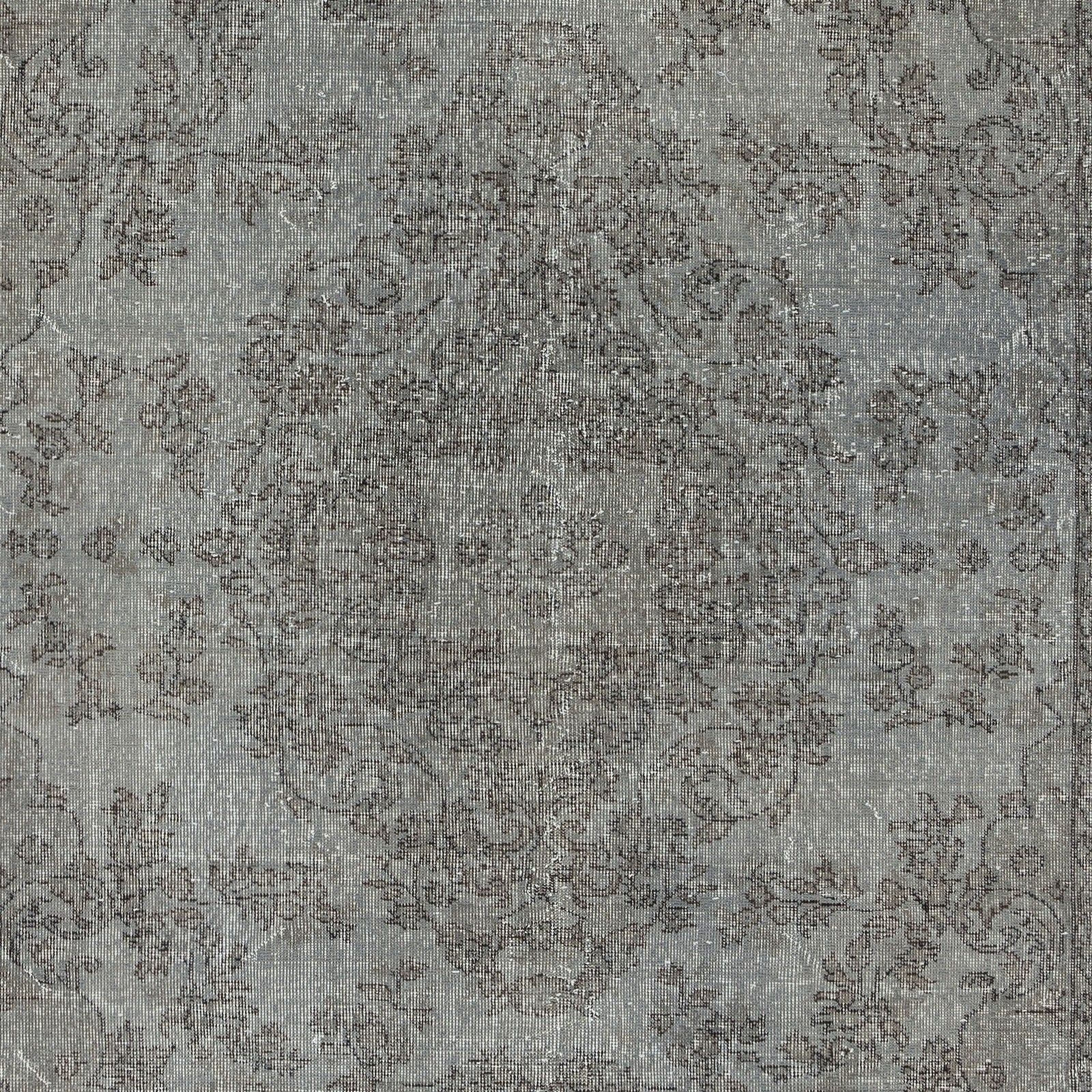 6.3x10 Ft Gray Overdyed Vintage Rug For Modern Interiors. Handknotted In Turkey photo Textiles
