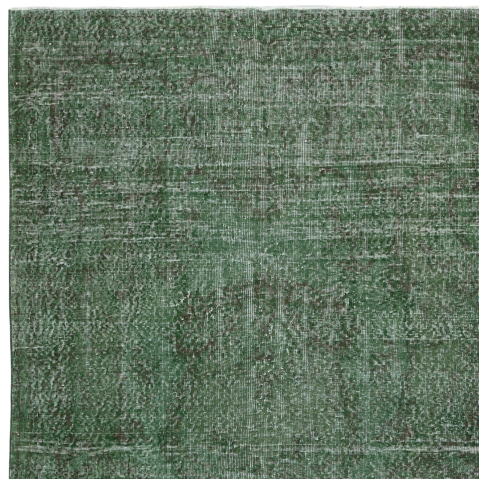 5.3x9 Ft Hand Knotted Vintage Turkish Rug Overdyed In Green For Modern Interiors photo 461.0