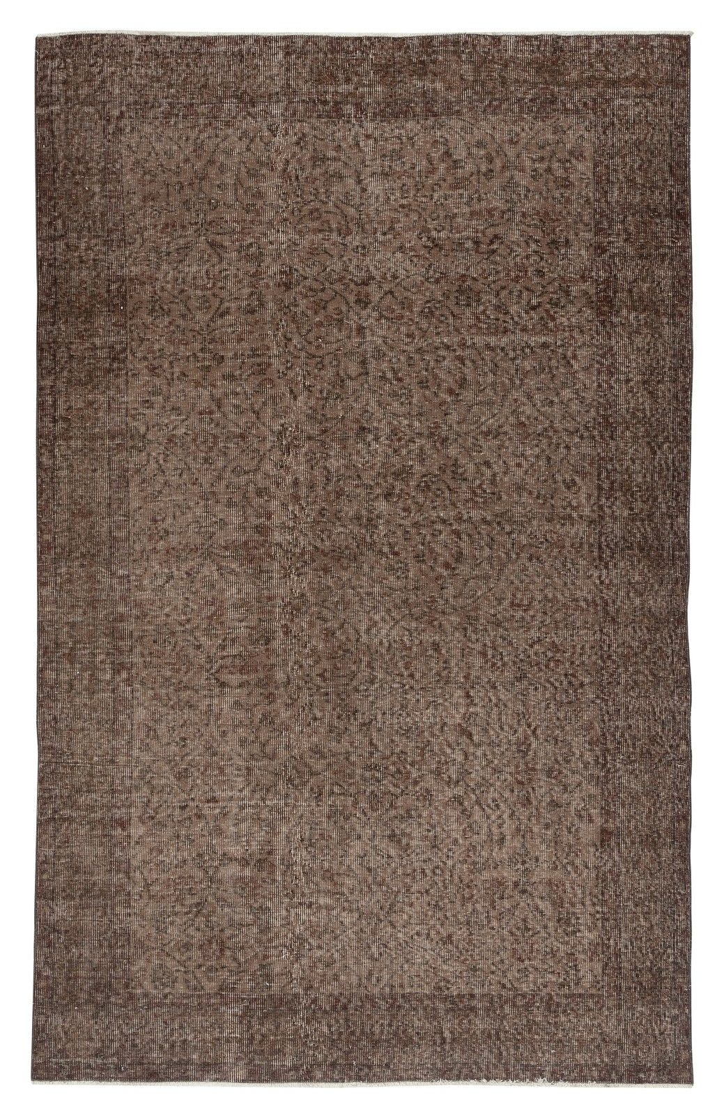 5.6x9 Ft Vintage Handmade Rug. Brown Turkish Area Rug For Modern Home And Office