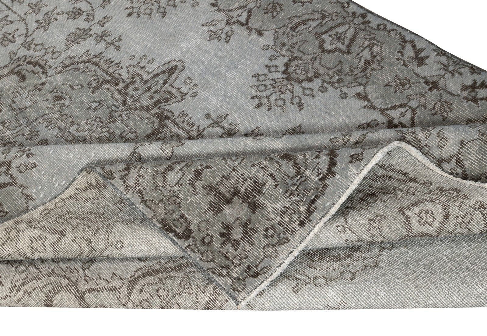 5.4x9.3 Ft Gray Overdyed Vintage Rug For Modern Interiors. Handknotted In Turkey photo for sale