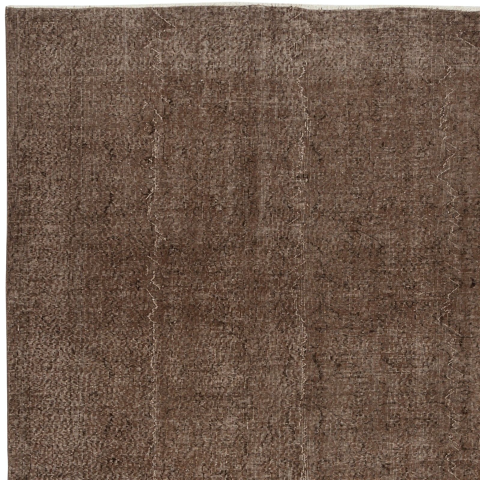 6.7x10 Ft Handknotted Vintage Turkish Rug Overdyed In Brown For Modern Interiors photo 699.0