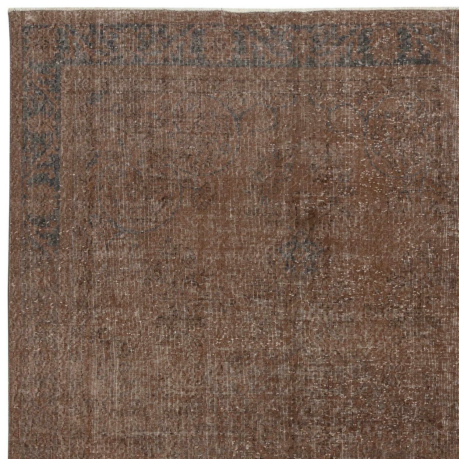 6.8x10.7 Ft Vintage Handmade Turkish Rug Redyed In Brown For Modern Interiors photo 765.0