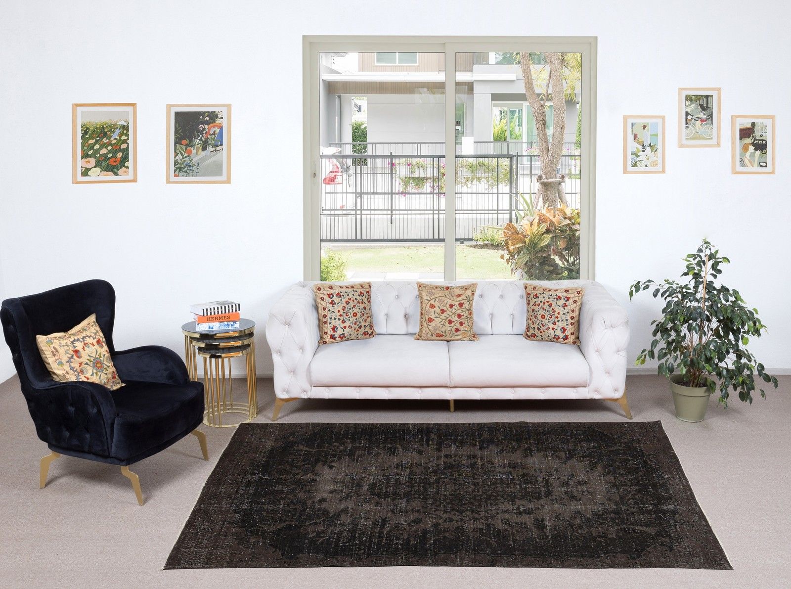 5.5x9 Ft Handmade Turkish Area Rug. Vintage Overdyed Brown Rug For Modern Home photo furniture