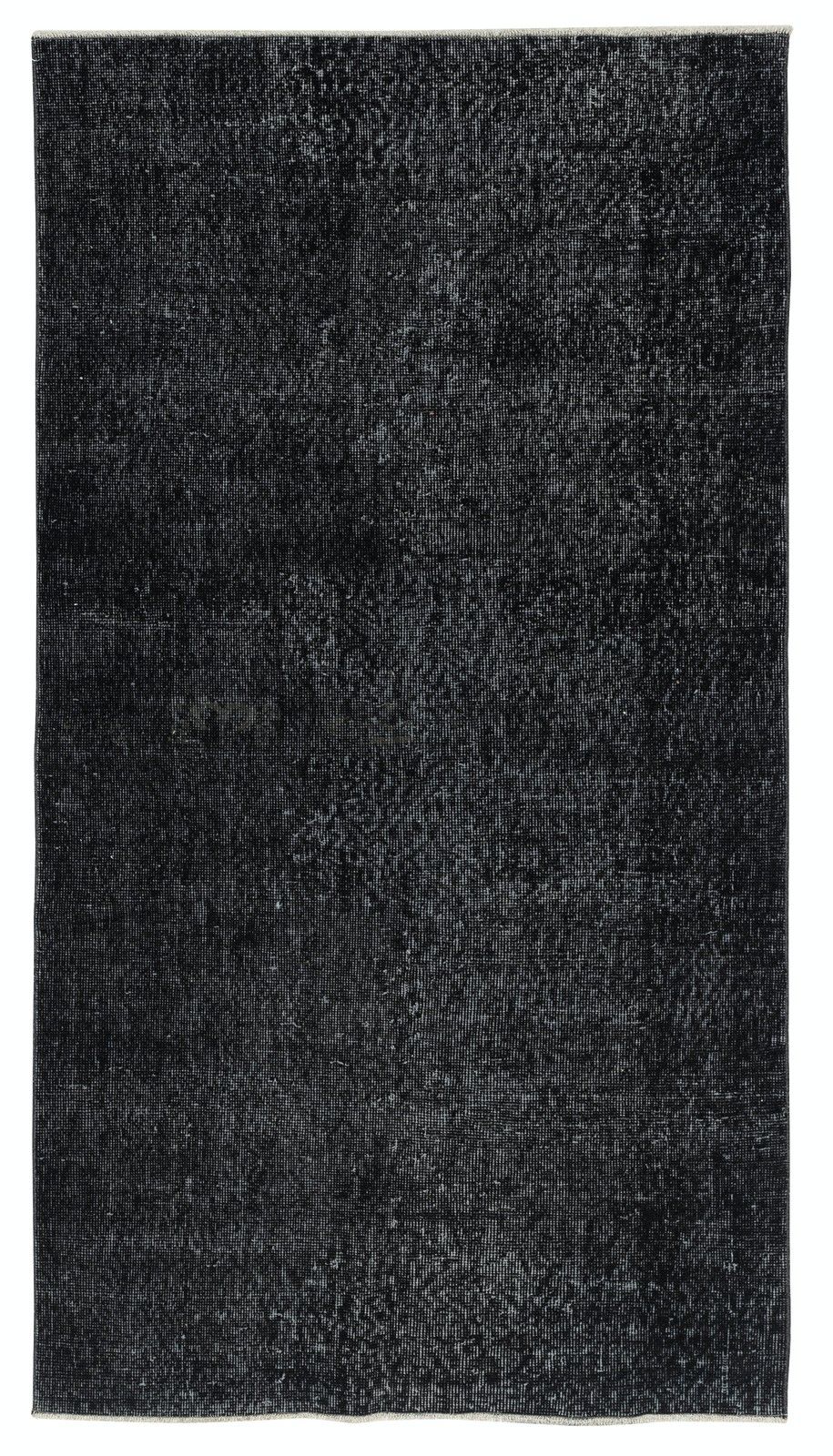 3.7x6.7 Ft Black Overdyed Handmade Rug. Vintage Turkish Area Rug For Living Room