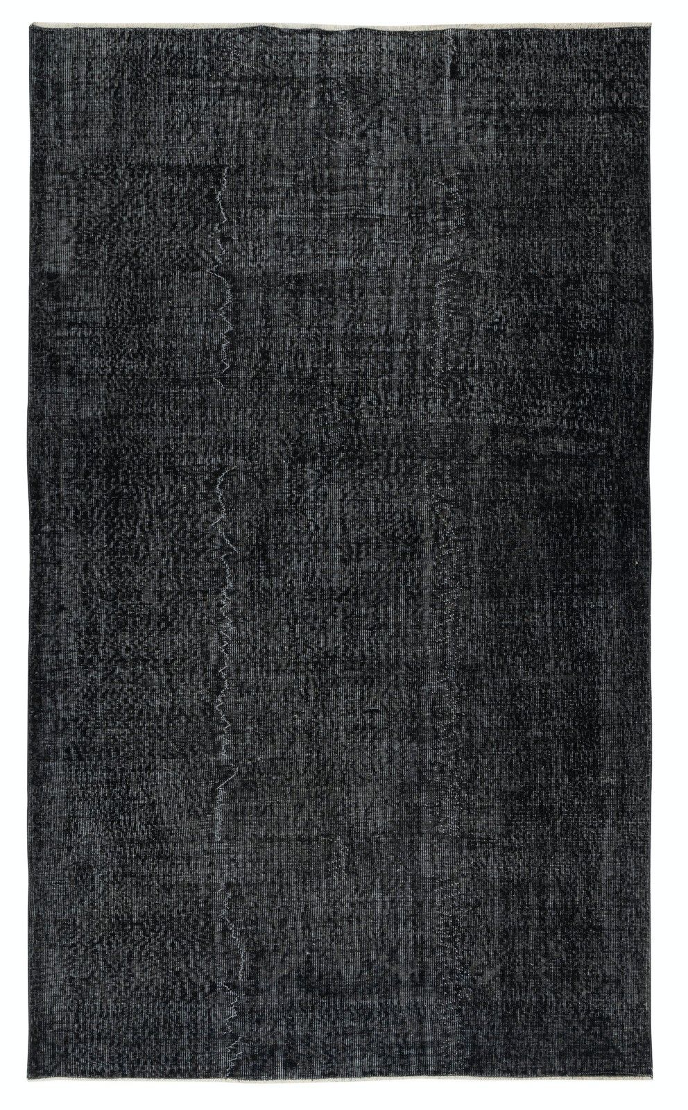 5.6x9.3 Ft Vintage Handmade Rug. Black Turkish Rug For Modern Home And Office