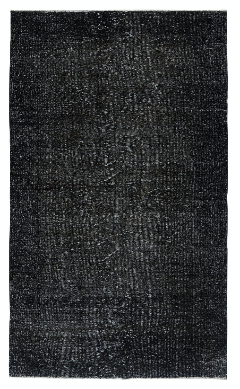 6x10 Ft Handmade Turkish Rug. Vintage Black Redyed Carpet For Living Room