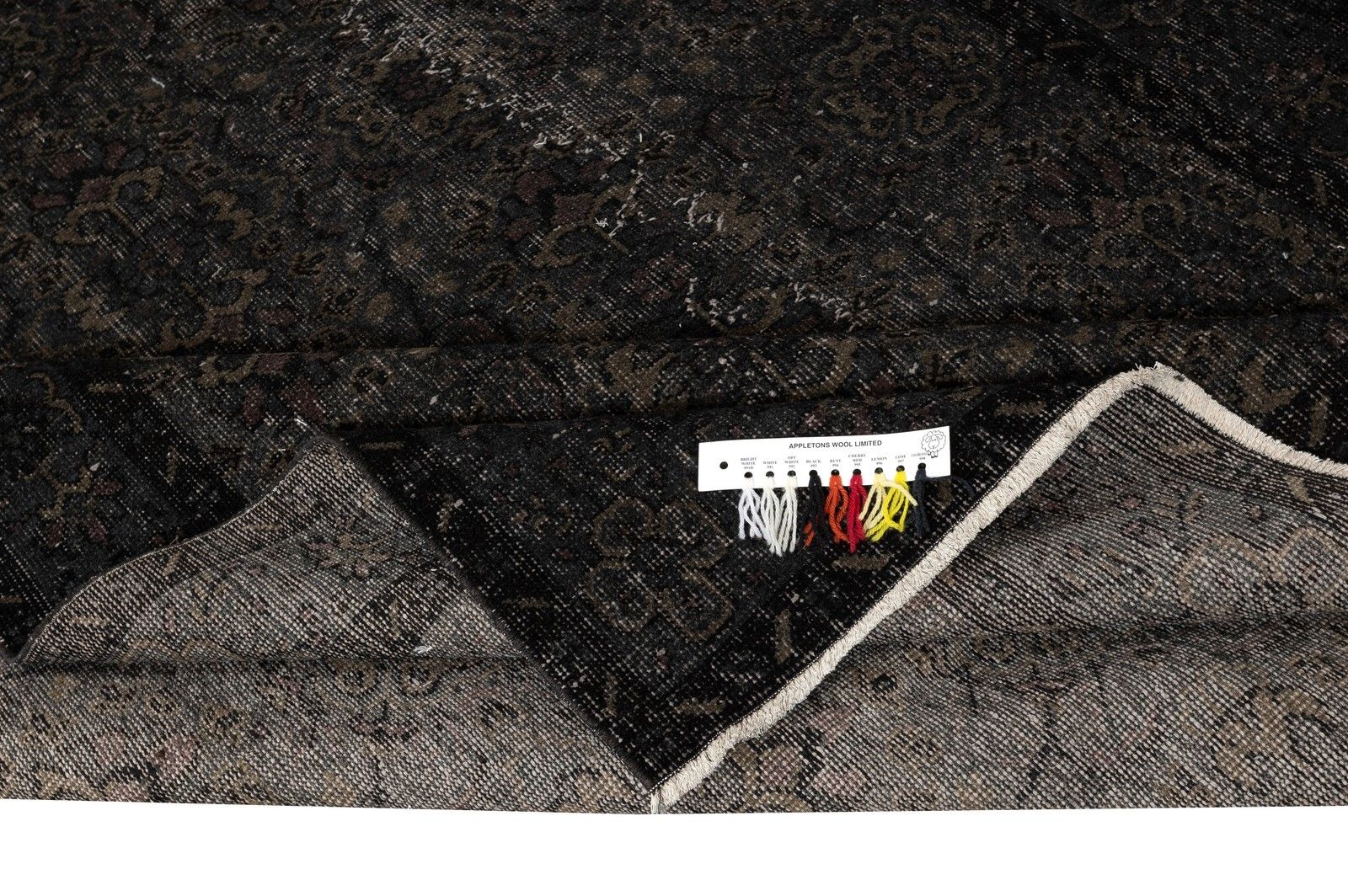 5.6x9.3 Ft Overdyed Black Rug. Handmade Turkish Vintage Area Rug For Living Room photo for sale