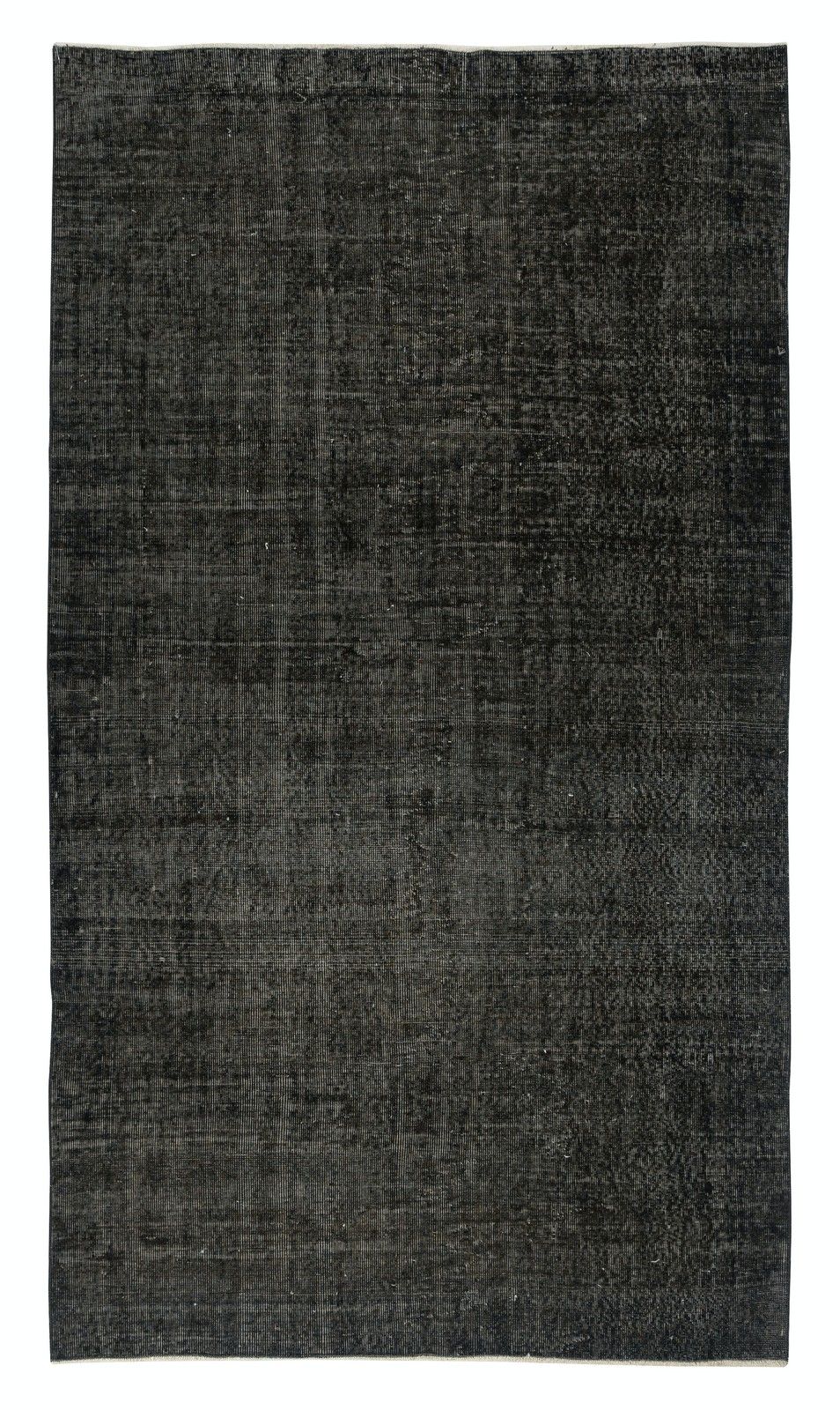 5x9 Ft Vintage Handmade Turkish Area Rug Overdyed In Black For Modern Interiors