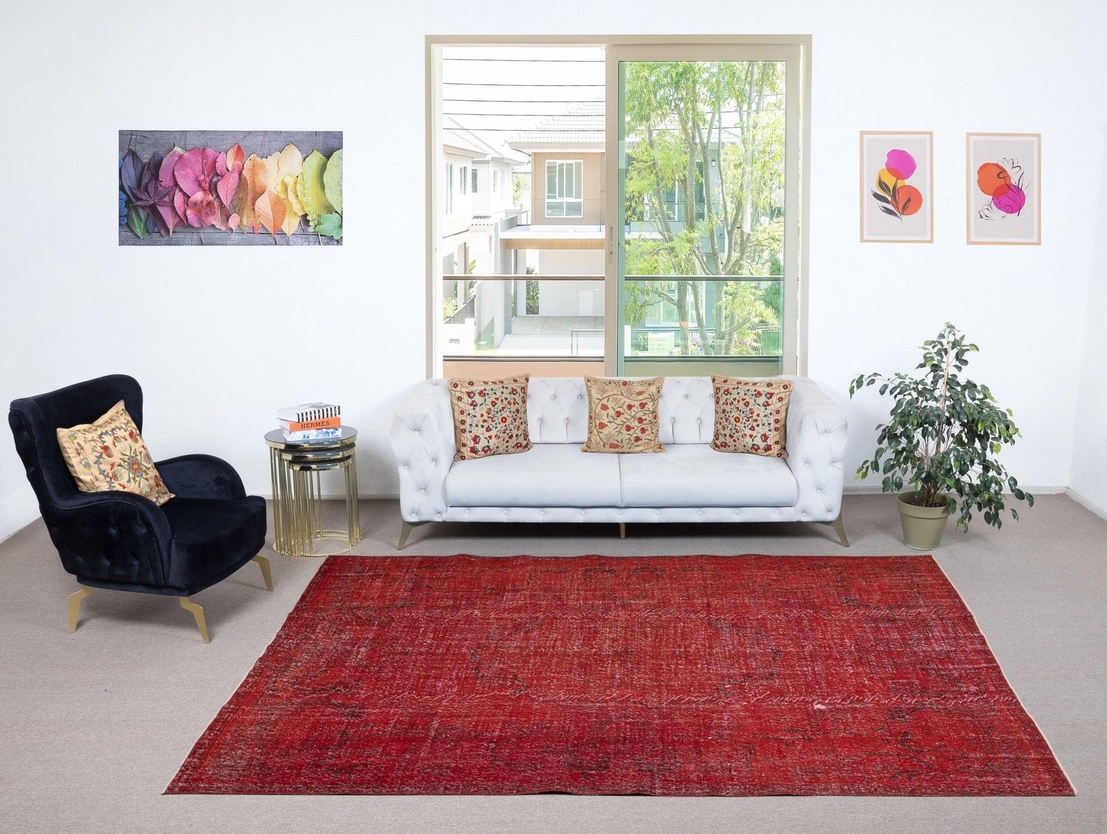 7x10.2 Ft Red Turkish Area Rug For Bedroom. Vintage Handmade Rug For Living Room photo furniture