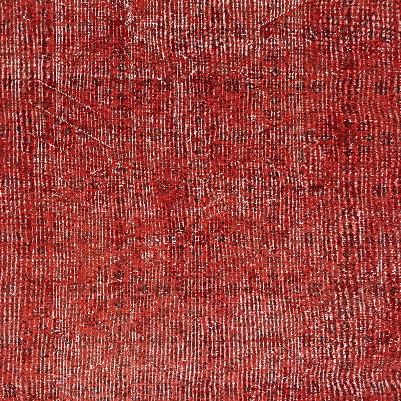 6.5x9.6 Ft Handmade Turkish Rug. Vintage Red Overdyed Area Rug For Living Room photo Textiles