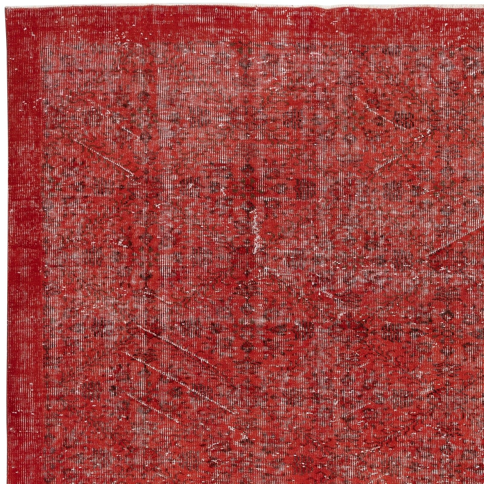 6.5x9.6 Ft Handmade Turkish Rug. Vintage Red Overdyed Area Rug For Living Room photo 656.0