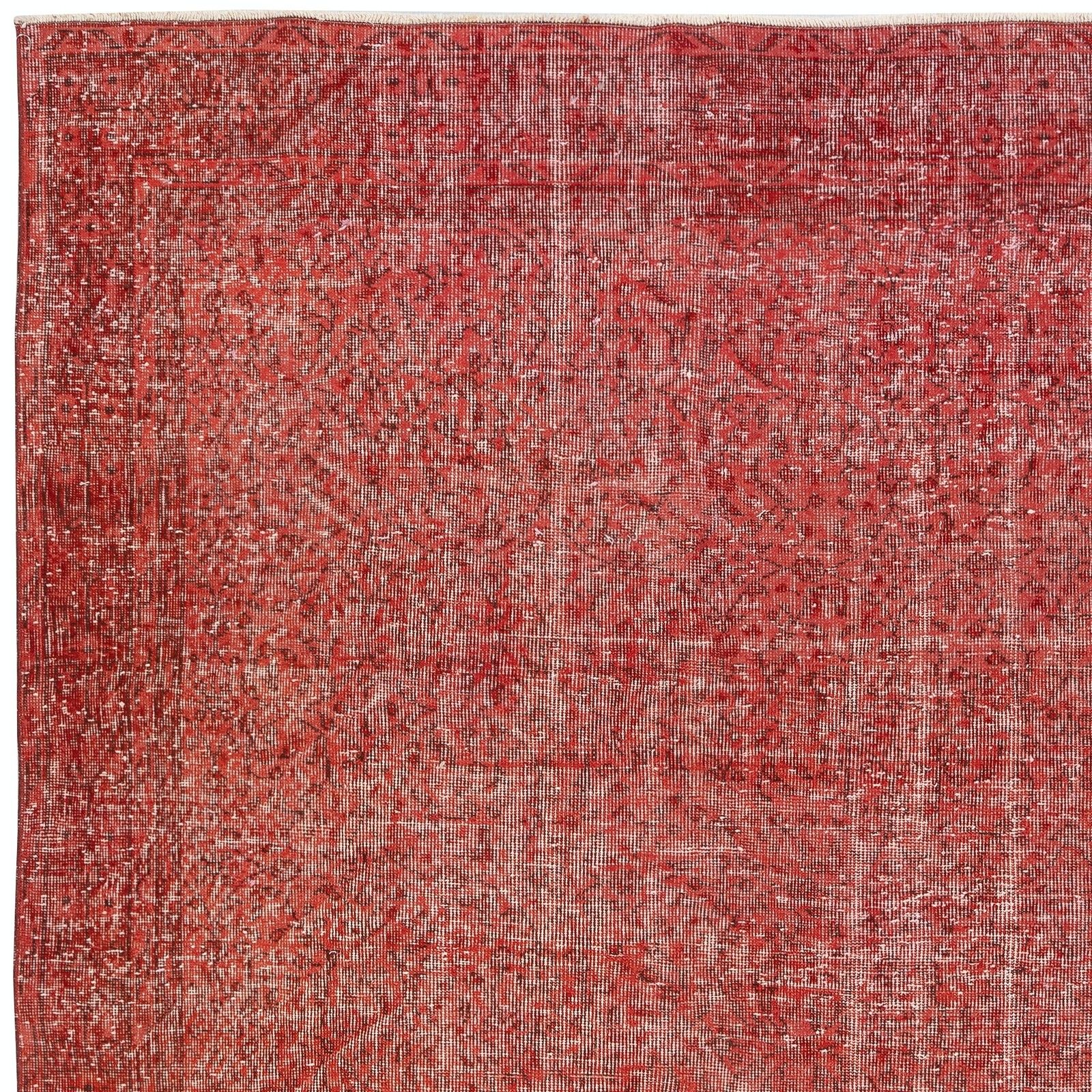 6.4x9.5 Ft Hand Knotted Turkish Rug. Vintage Overdyed Red Area Rug For Interiors photo 634.0