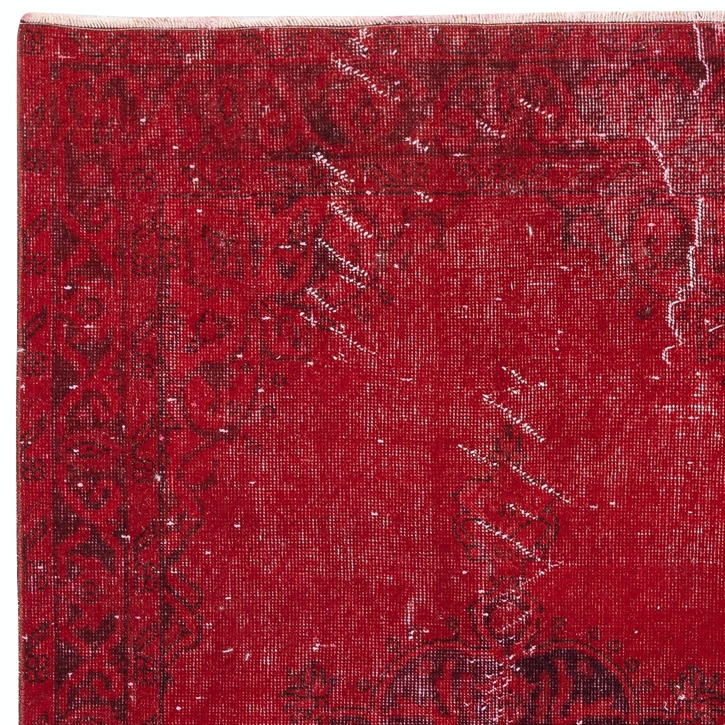 3.6x6.5 Ft Vintage Handmade Rug. Red Shabby Chic Rug For Modern Home And Office photo 248.0