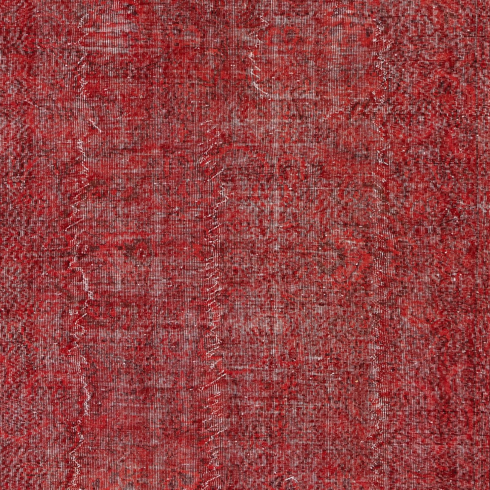 6.4x10 Ft Overdyed Red Turkish Rug. Handmade Vintage Area Rug For Living Room photo Textiles