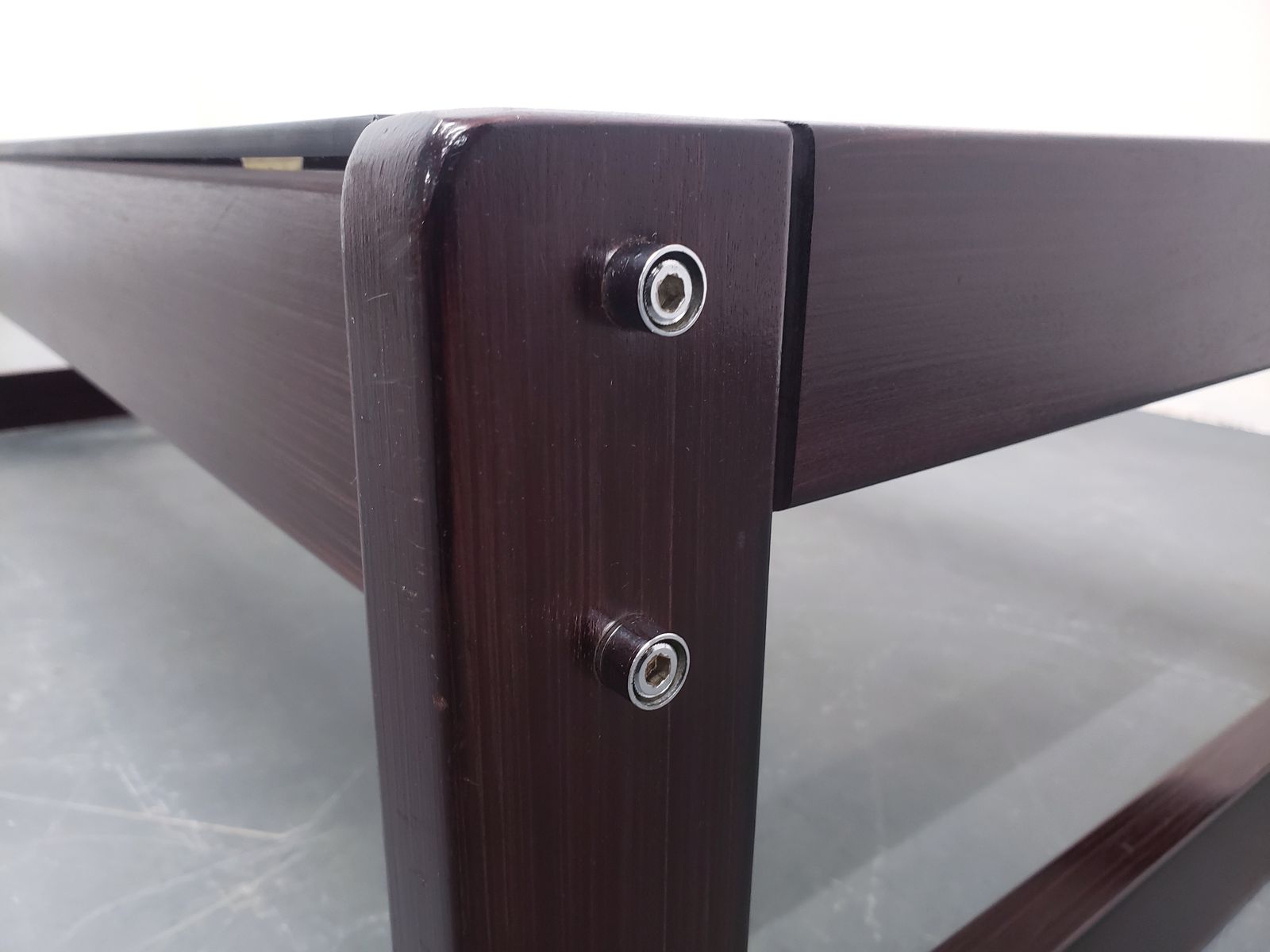 Percival Lafer – Model Mp 97 Rosewood & Smoked Glass Coffee Table, Brazil, 1970s photo buy