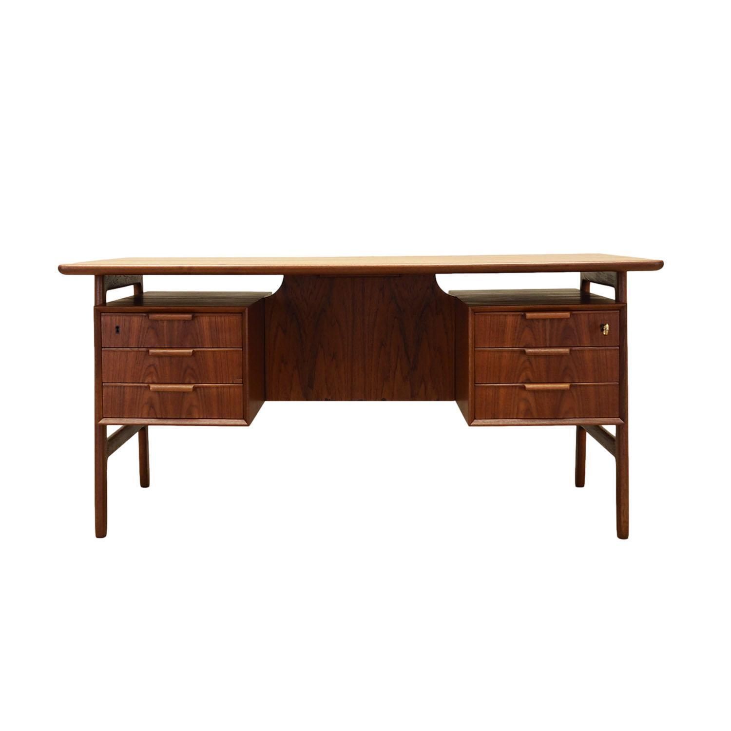 Teak Desk Danish Design 1970s Manufacturer Omann Jun