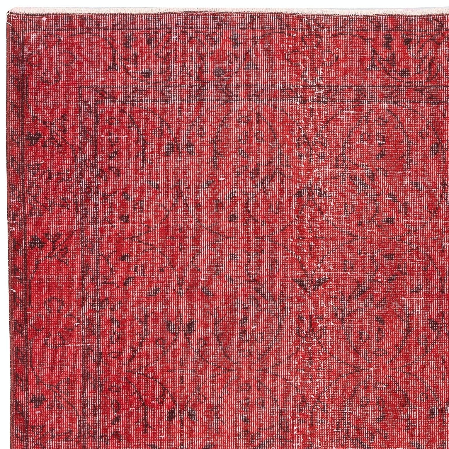 3.7x7 Ft Modern Turkish Wool Rug. Vintage Red Overdyed Handmade Area Rug photo 253.0