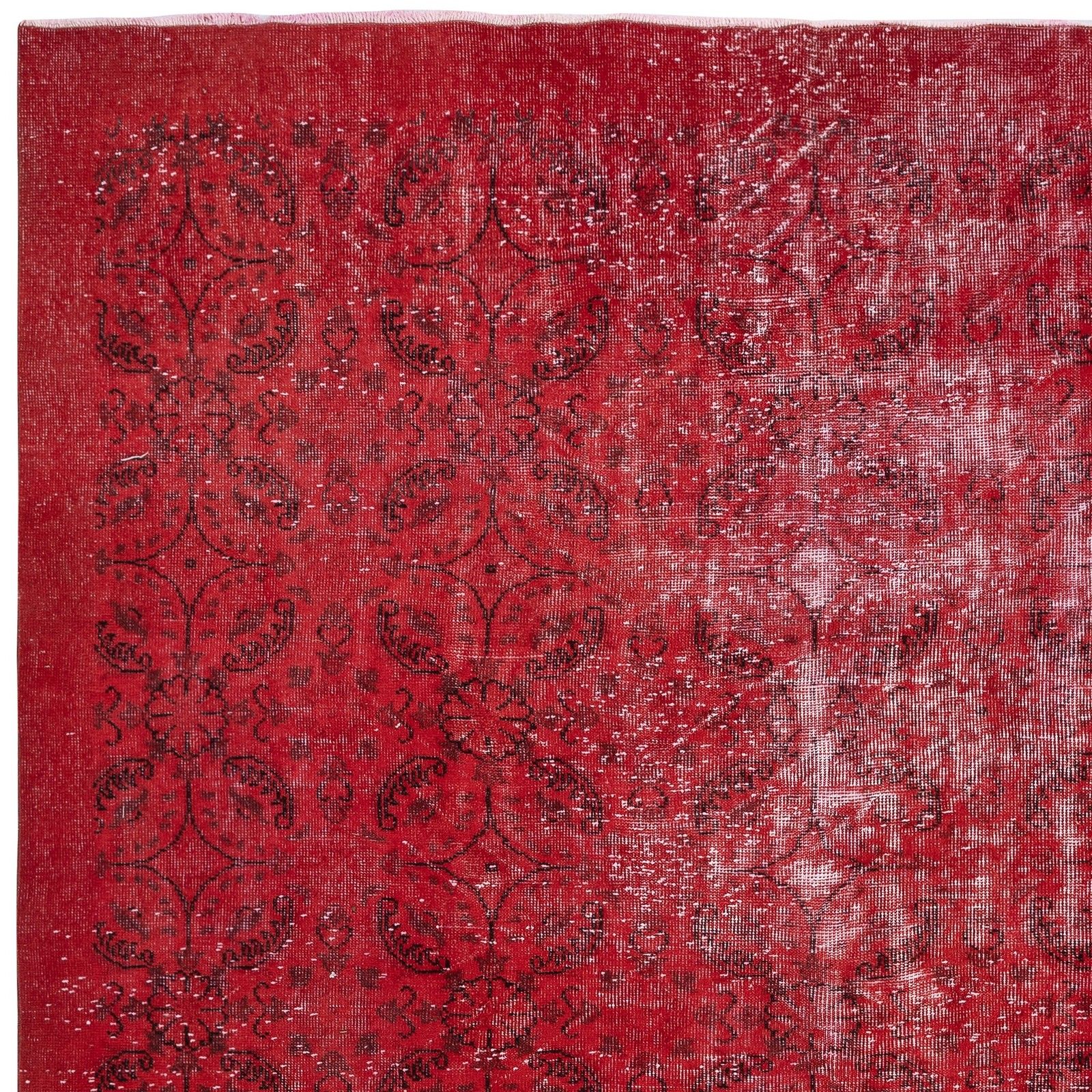 7.4x11 Ft Vintage Handmade Turkish Rug Redyed In Red For Modern Home And Office photo 921.0