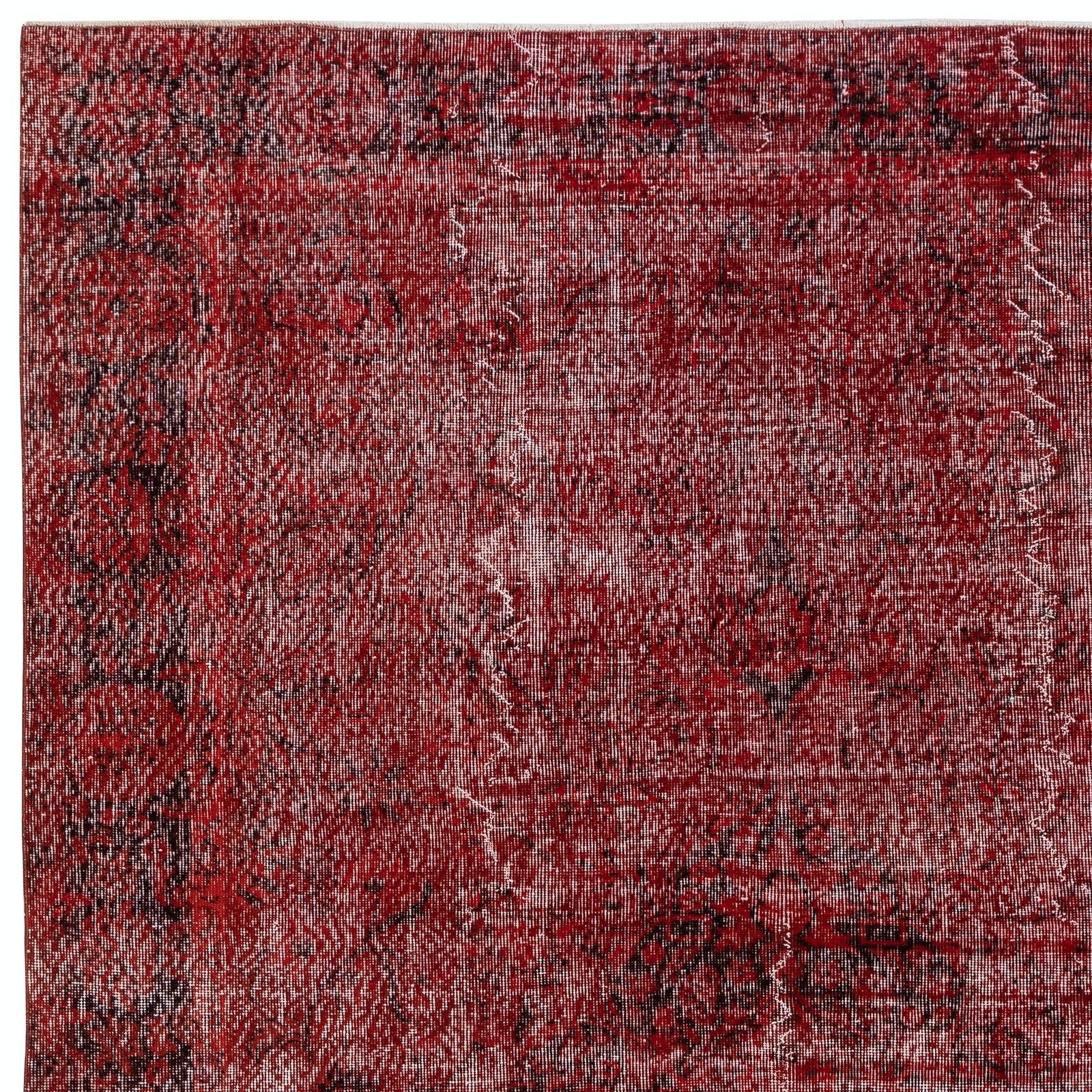 7x10.3 Ft Handmade Turkish Rug. Vintage Red Overdyed Area Rug For Living Room photo 814.0