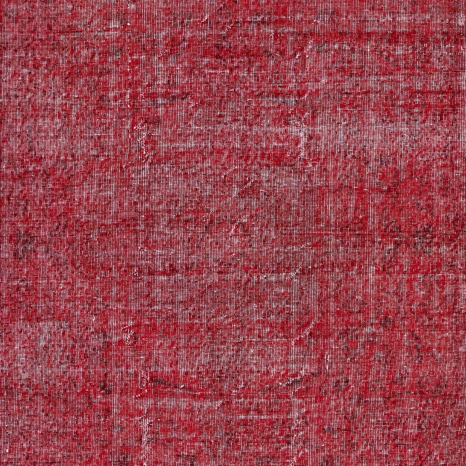 6.4x9.2 Ft Handmade Turkish Wool Rug. Vintage Overdyed Red Rug For Modern Home photo Textiles