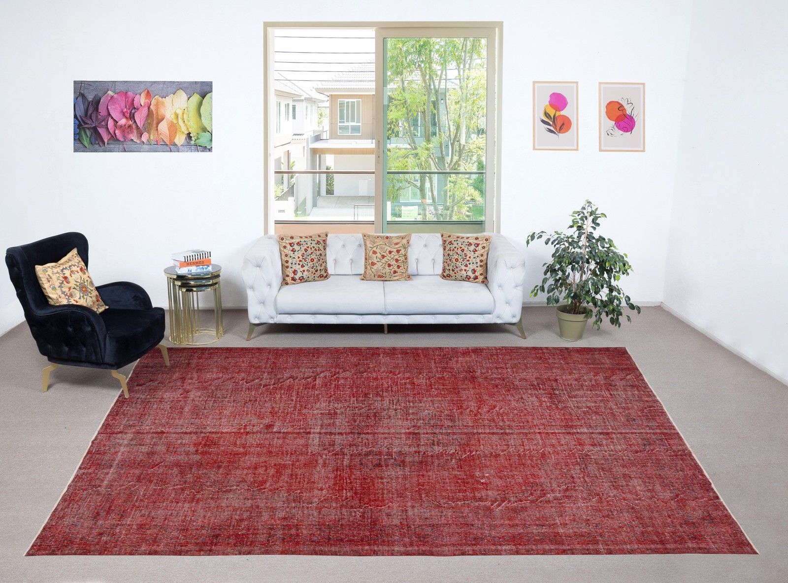 8.6x11.6 Ft Red Overdyed Wool Rug. Vintage Turkish Handmade Area Rug For Bedroom photo furniture