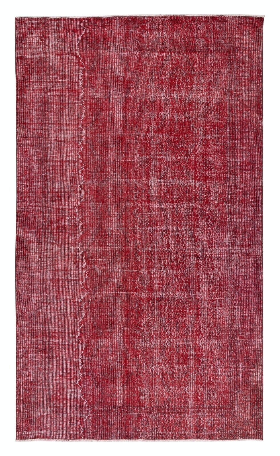 5.4x9.2 Ft Red Overdyed Vintage Rug, Handknotted In Turkey For Modern Interiors