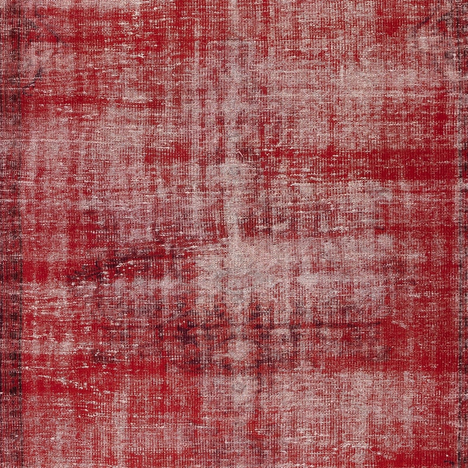 5.8x9 Ft Distressed Red Vintage Rug For Modern Interiors. Handmade In Turkey photo Textiles