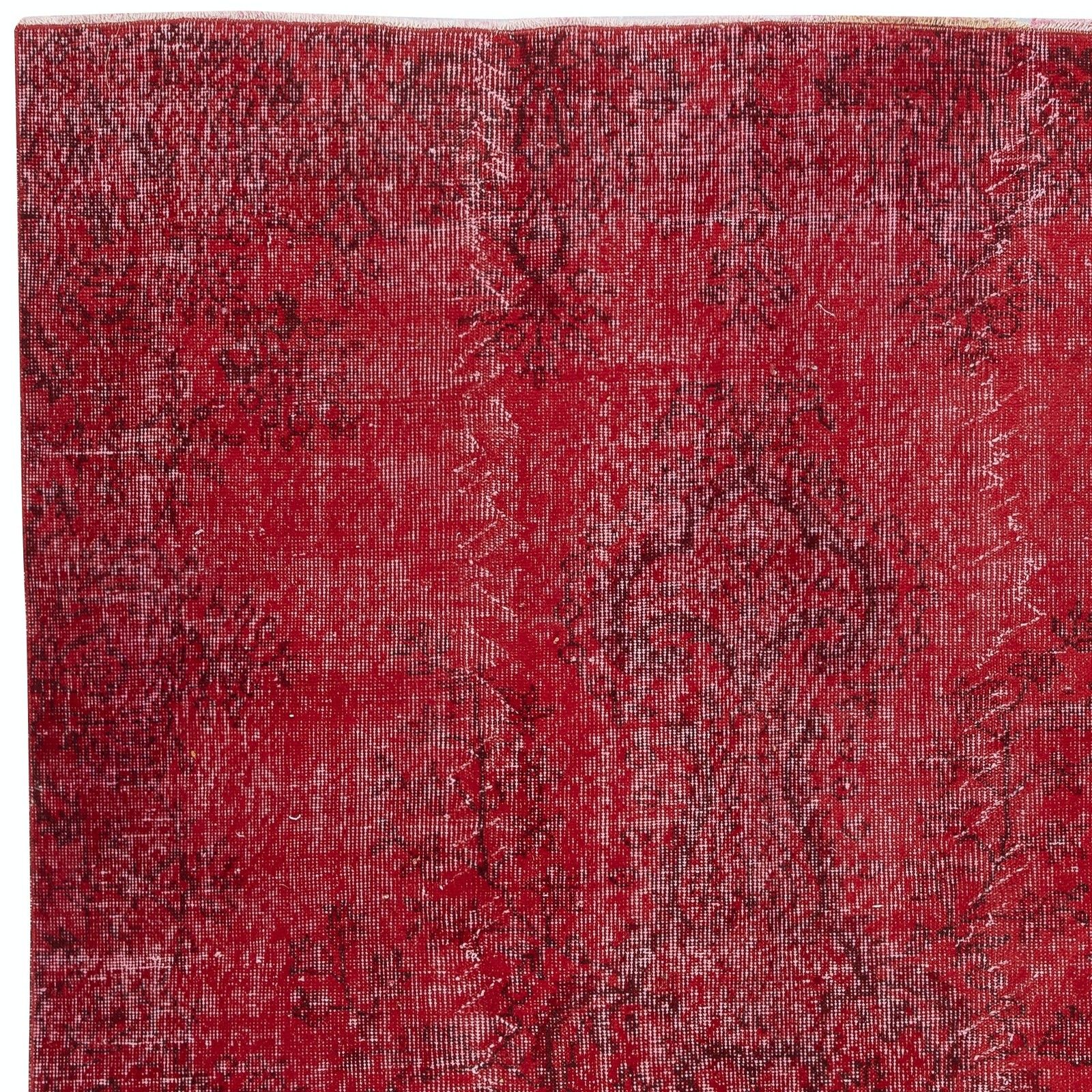 5.6x9.2 Ft Hand Knotted Turkish Rug. Vintage Overdyed Red Area Rug For Interiors photo 499.0