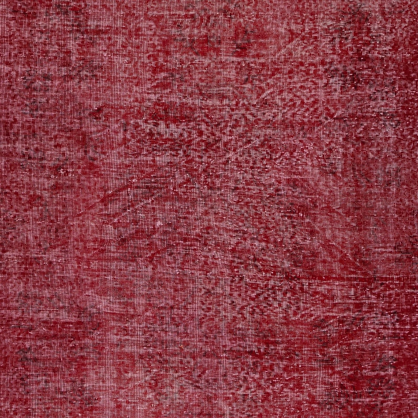 5.5x9 Ft Modern Turkish Wool Rug. Vintage Red Overdyed Handmade Area Rug photo Textiles