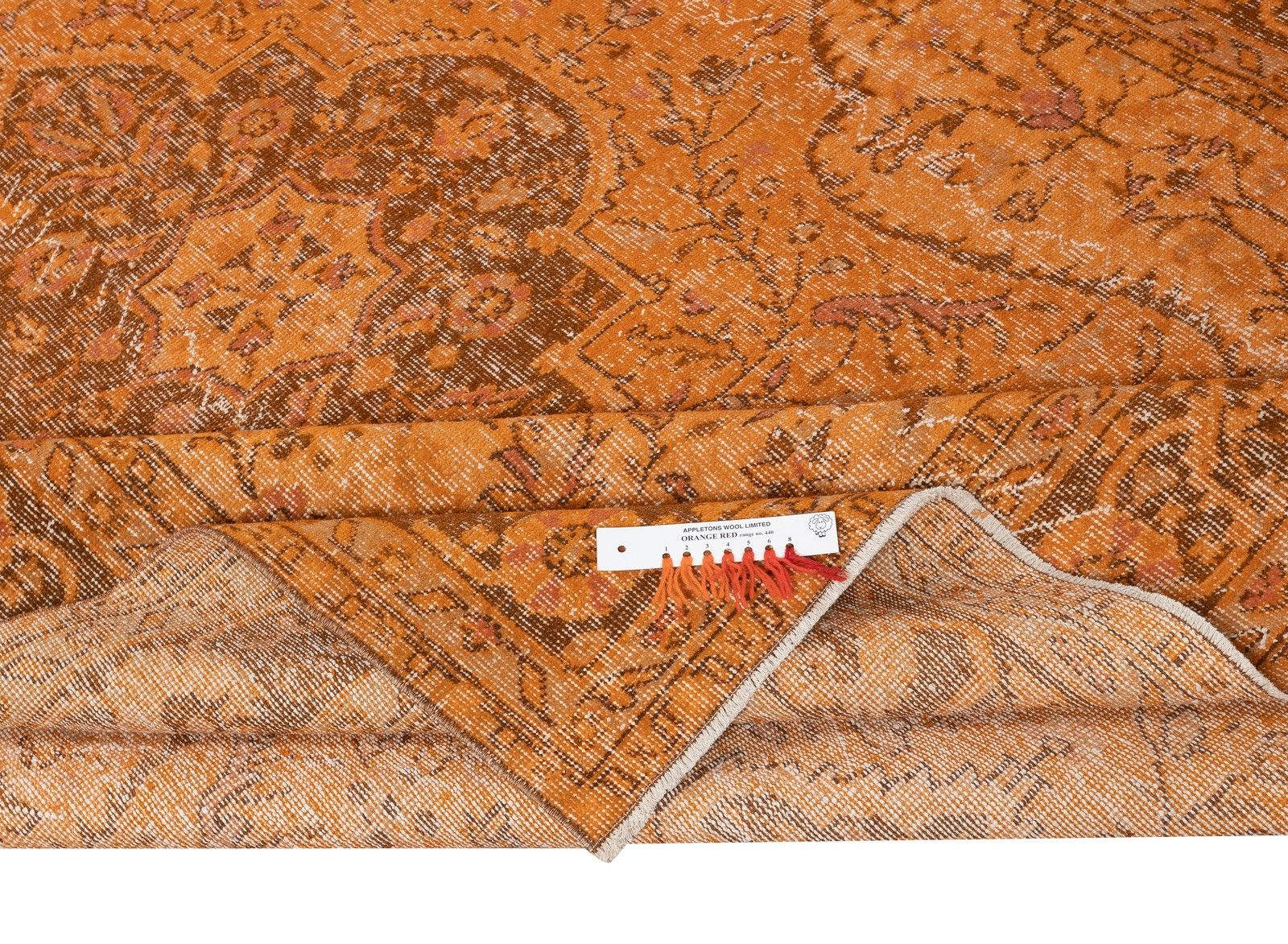 7x9.4 Ft Handmade Turkish Area Rug. Vintage Overdyed Orange Rug For Modern Home photo for sale
