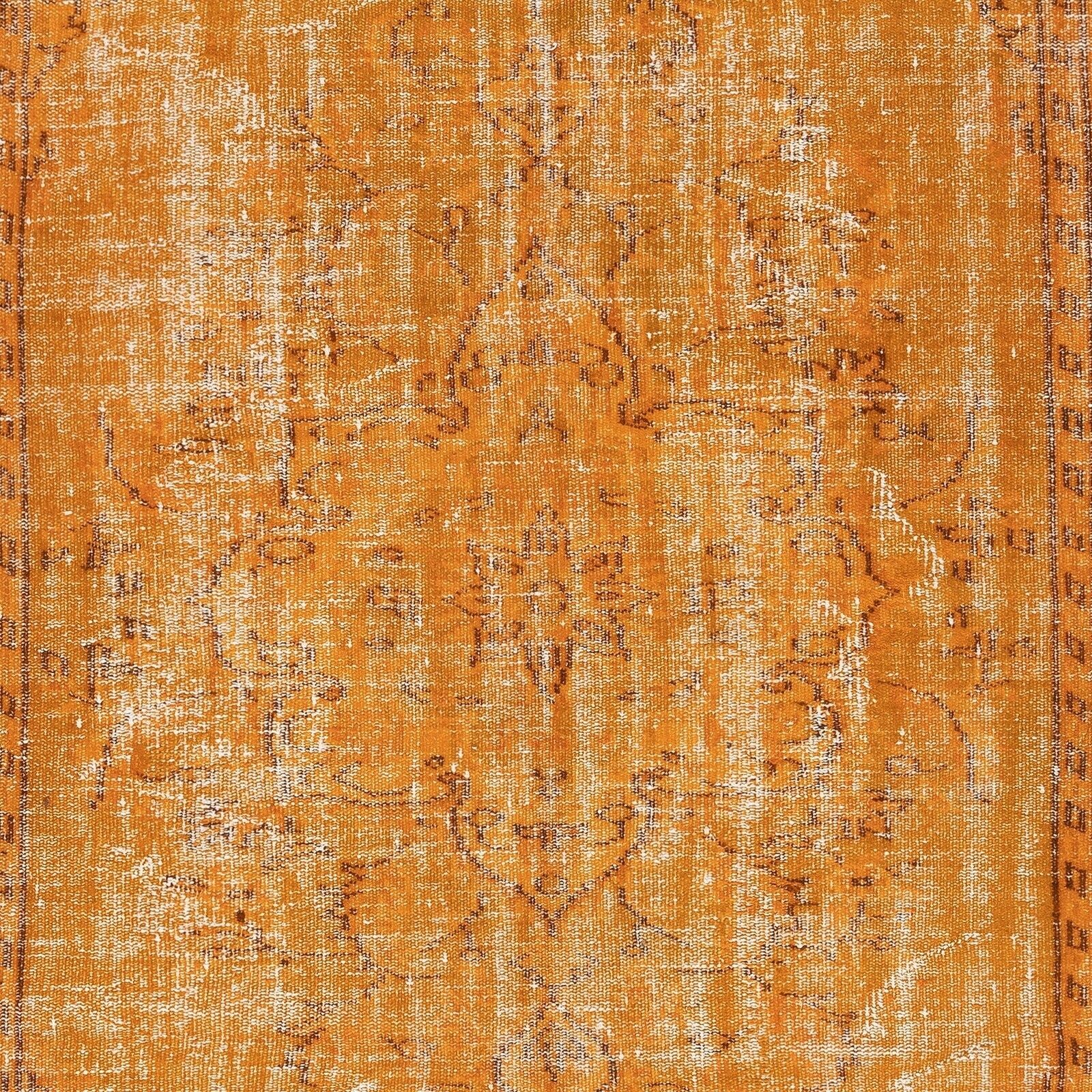 5.8x9.6 Ft Modern Handmade Turkish Rug. Vintage Orange Carpet For Living Room photo Textiles