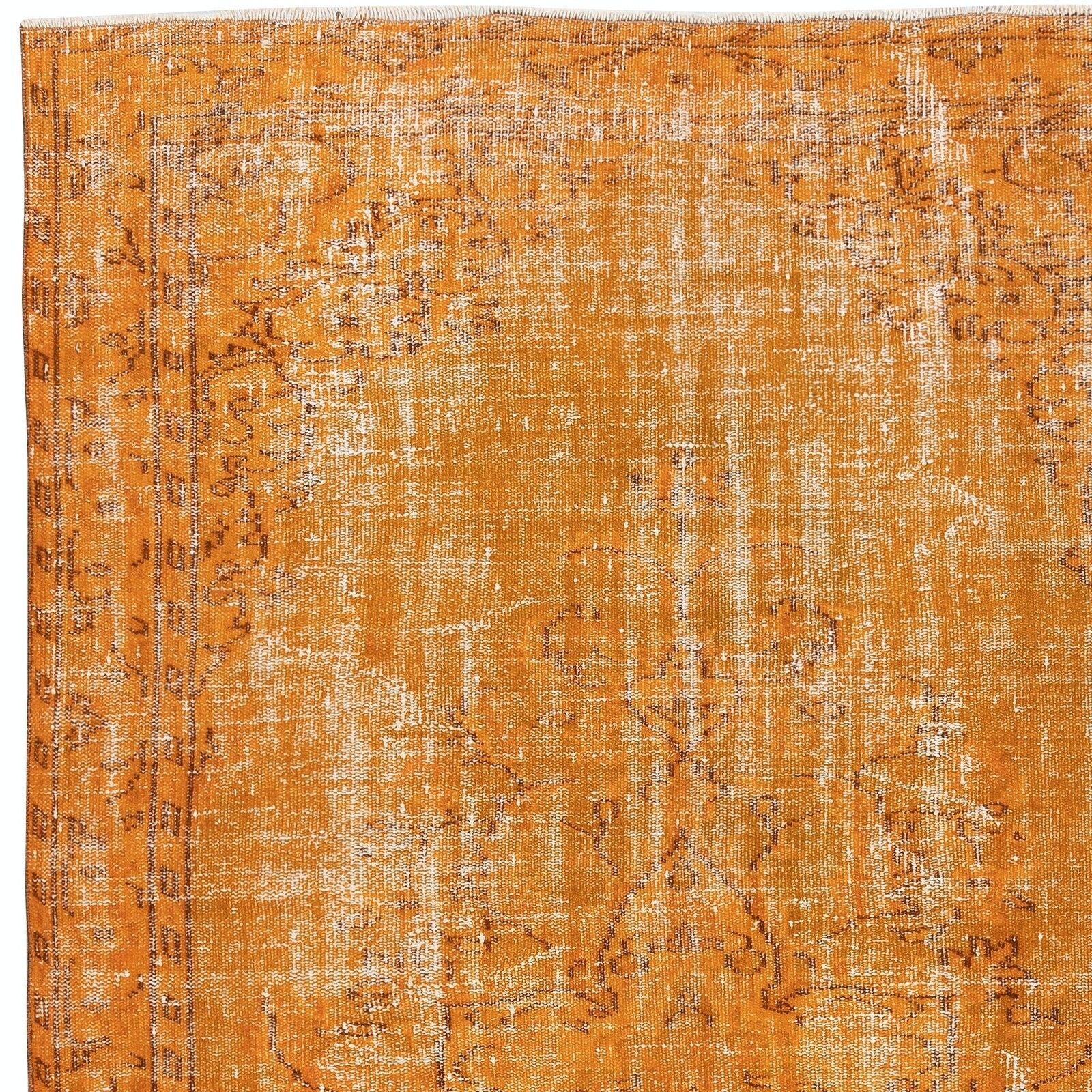 5.8x9.6 Ft Modern Handmade Turkish Rug. Vintage Orange Carpet For Living Room photo 536.0