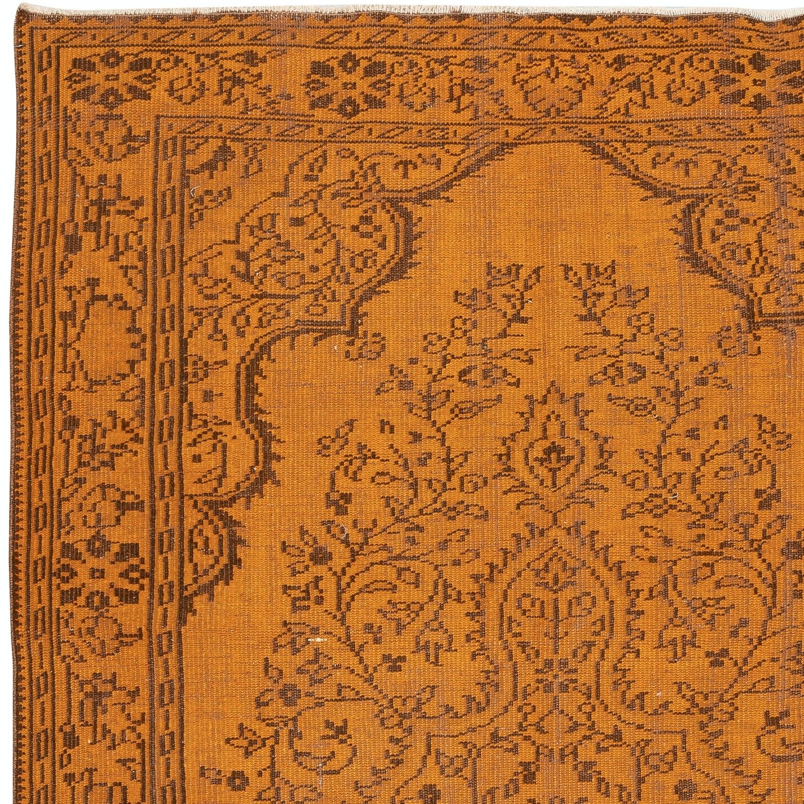 5.7x9 Ft Orange Redyed Vintage Rug For Modern Living Room. Handknotted In Turkey photo 490.0